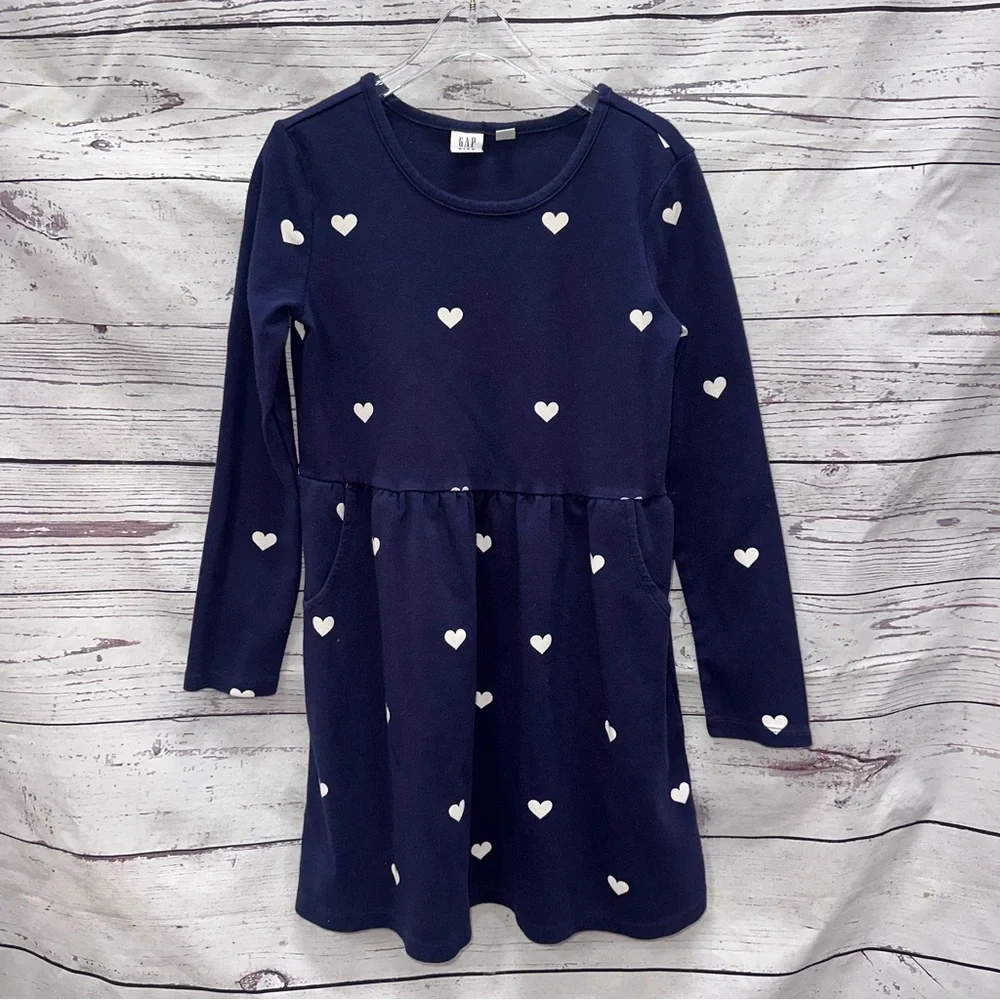 Gap Navy Heart Print Dress Size Medium